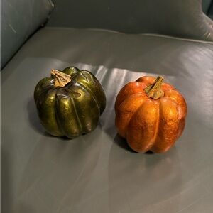 Decorative Green and Orange Pumpkins